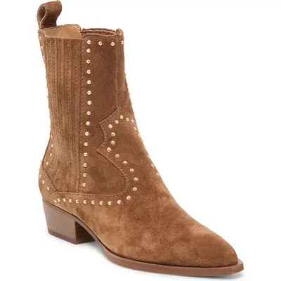 Dolce Vita Thomas Stud Leather Bootie in Black Cherry Leather at Nordstrom, Size 8.5 | Nordstrom