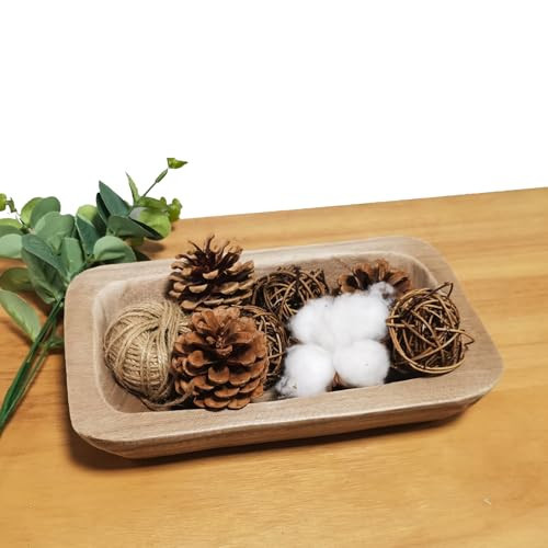 Wooden Dough Bowl Decor, Vintage Wooden Bowl Hand Carved Home Decor for Dining Table Center, Living Room, Kitchen Decor. (10inch brown) | Amazon (US)