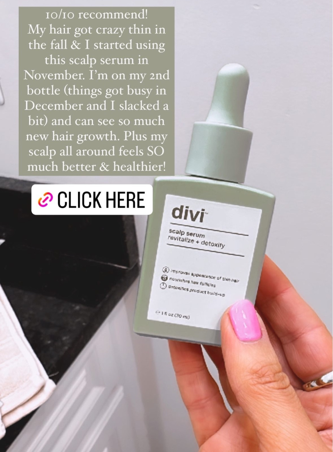 Highly recommend for anyone with thinning hair or uncomfortable itchy scalp. I’ve noticed a huge difference in my hairline with a lot of new growth after only using a bottle and a half. Plus my scalp feels so much better & healthier!

#LTKunder50 #LTKbeauty