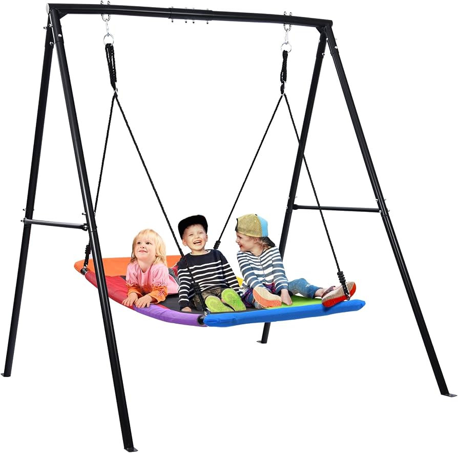Trekassy Swing Sets for Backyard, 440lbs Heavy Duty A-Frame Metal Stand with 60" Large Platform S... | Amazon (US)