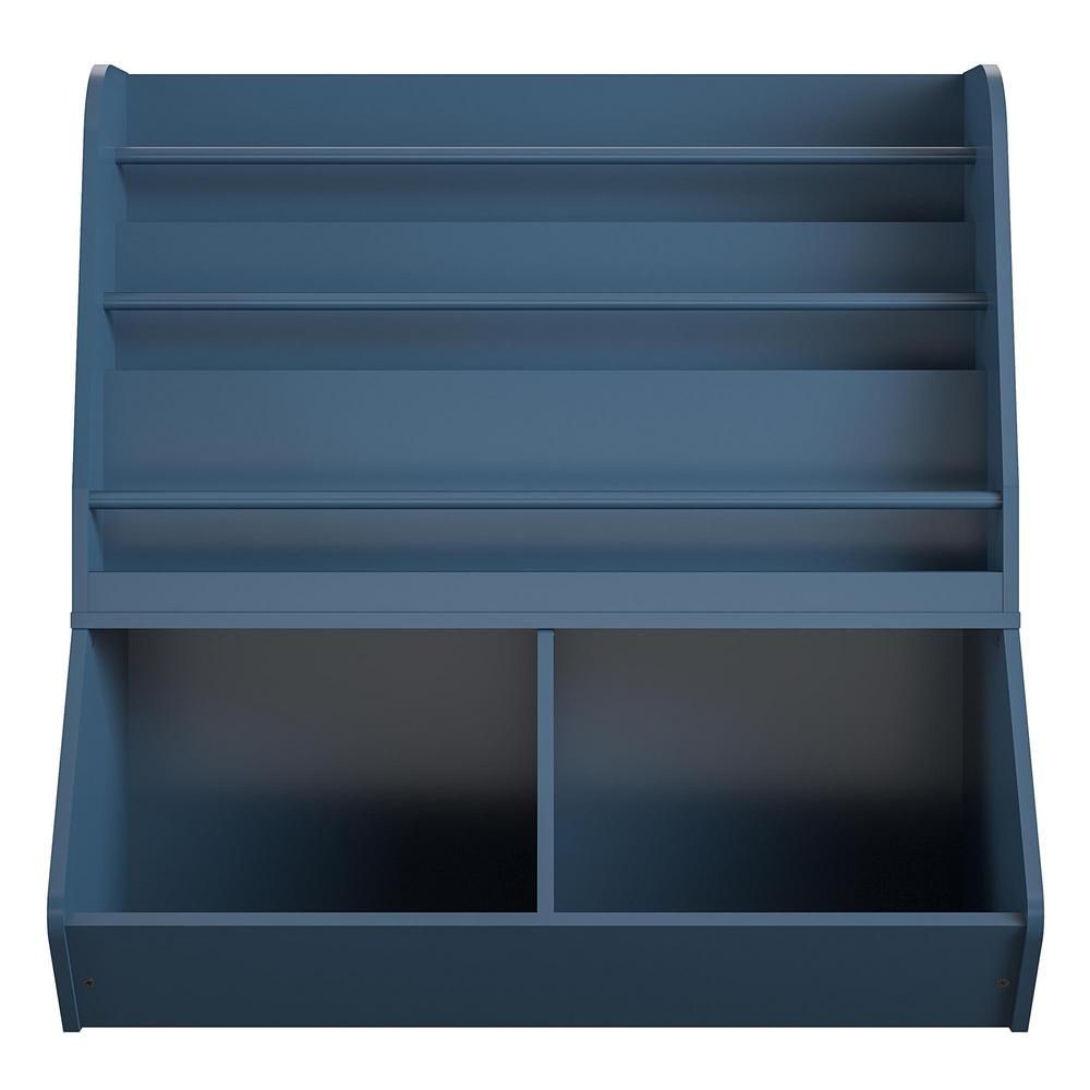 Ameriwood Home Lauren 36.3 in. Navy 3-Shelf Bookcase and Toy Storage, Blue | The Home Depot