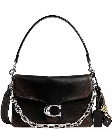 COACH Loved Leather Chain Tabby Shoulder Bag - Black Brown | Dillard's
