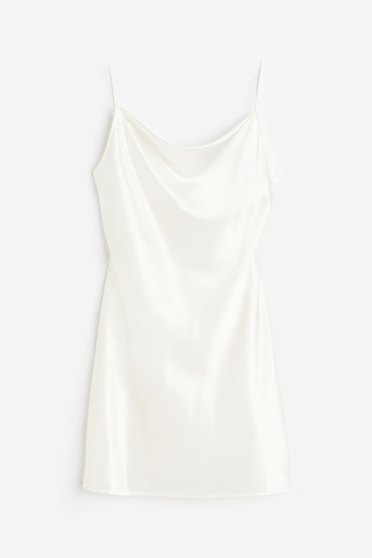 H & M - Satinkleid mit Bindedetail - Weiß - Damen | H&M (DE, AT, CH, NL, FI)