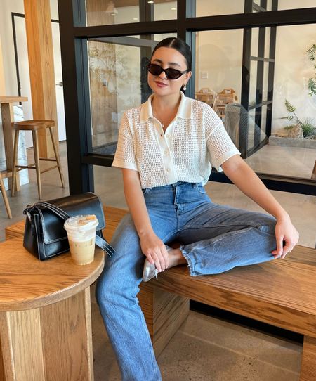 Casual style ☕️ crochet top with denim and silver flats for a coffee shop day! 

#LTKFind #LTKunder100 #LTKstyletip