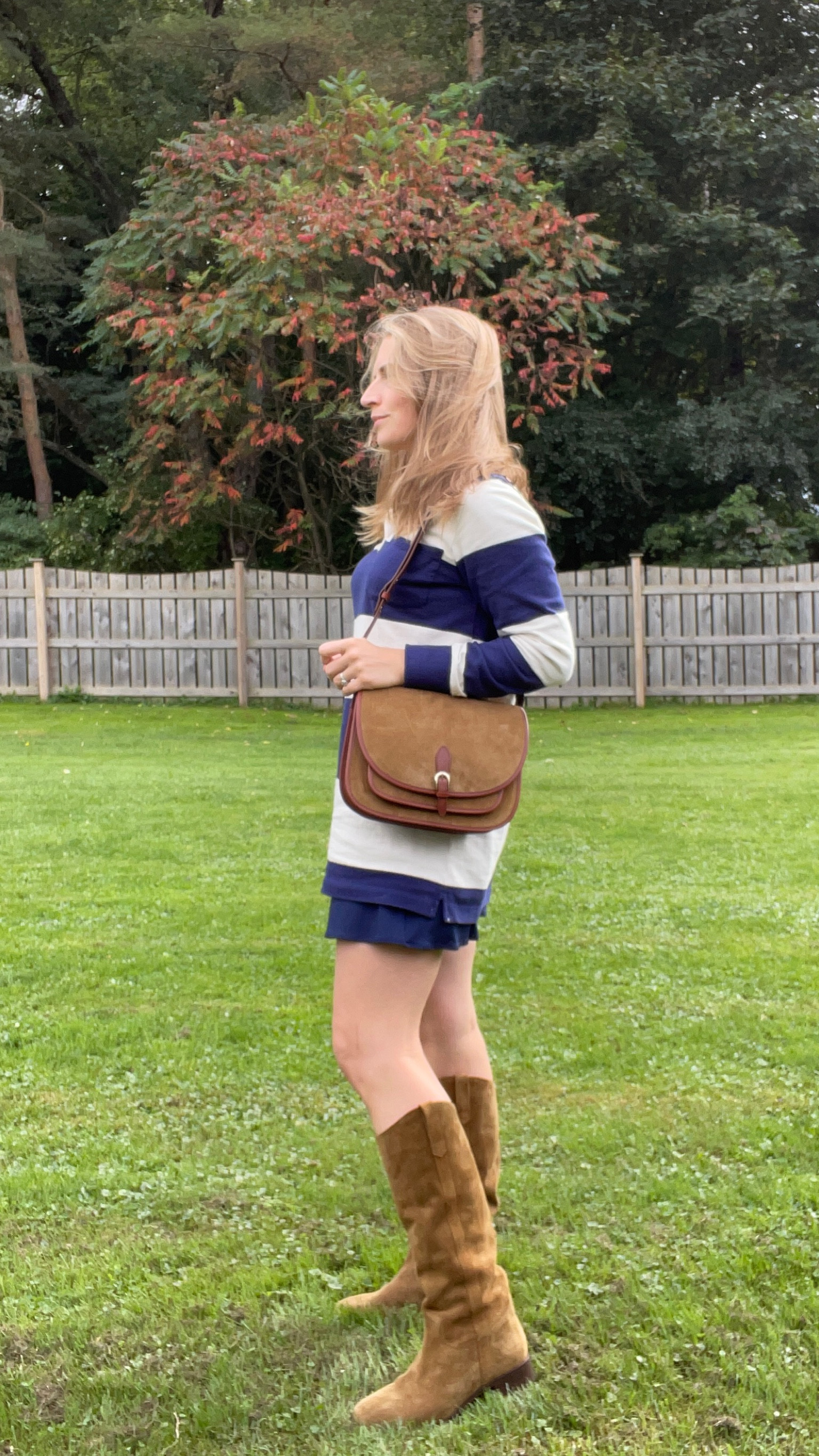 Casual fall fit 🍁

Polo dress, leather boots, tall boots, French fashion, messenger bag, leather bag, American Eagle, AE, sezane, ootd 

#LTKShoeCrush #LTKSeasonal #LTKFindsUnder50