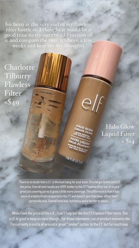 Charlotte Tilbury Flawless Filter vs the E.l.F Halo Glow Liquid Filter 

#LTKbeauty #LTKxSephora #LTKsalealert