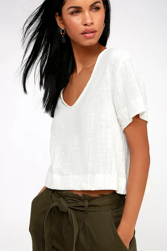Signorina White Short Sleeve Top | Lulus (US)