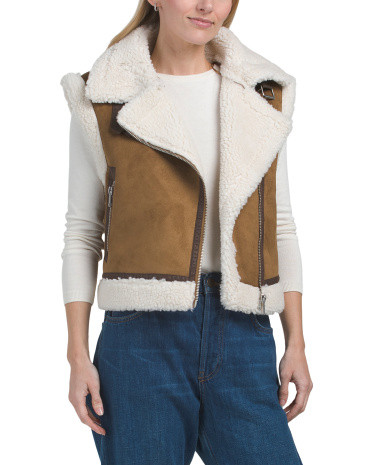 Faux Suede Sherpa Vest | TJ Maxx