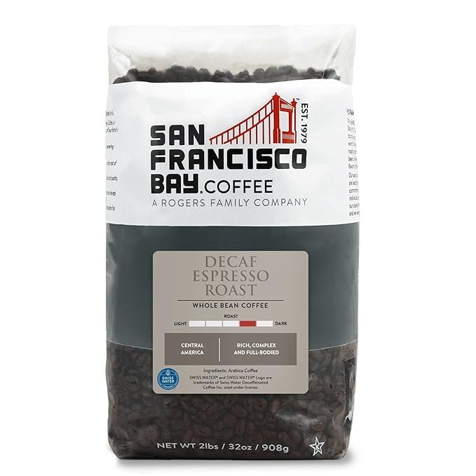 San Francisco Bay Whole Bean Coffee - DECAF Espresso Roast (2lb Bag), Dark Roast | Amazon (US)