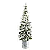 Amazon.com: 3ft. Flocked Christmas Artificial Pine Tree in Tin Planter : Home & Kitchen | Amazon (US)