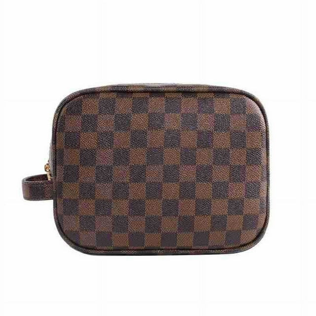 Luxury Checkered Make Up Bag, PU Vegan Leather Cosmetic Toiletry Travel Bag | Walmart (US)