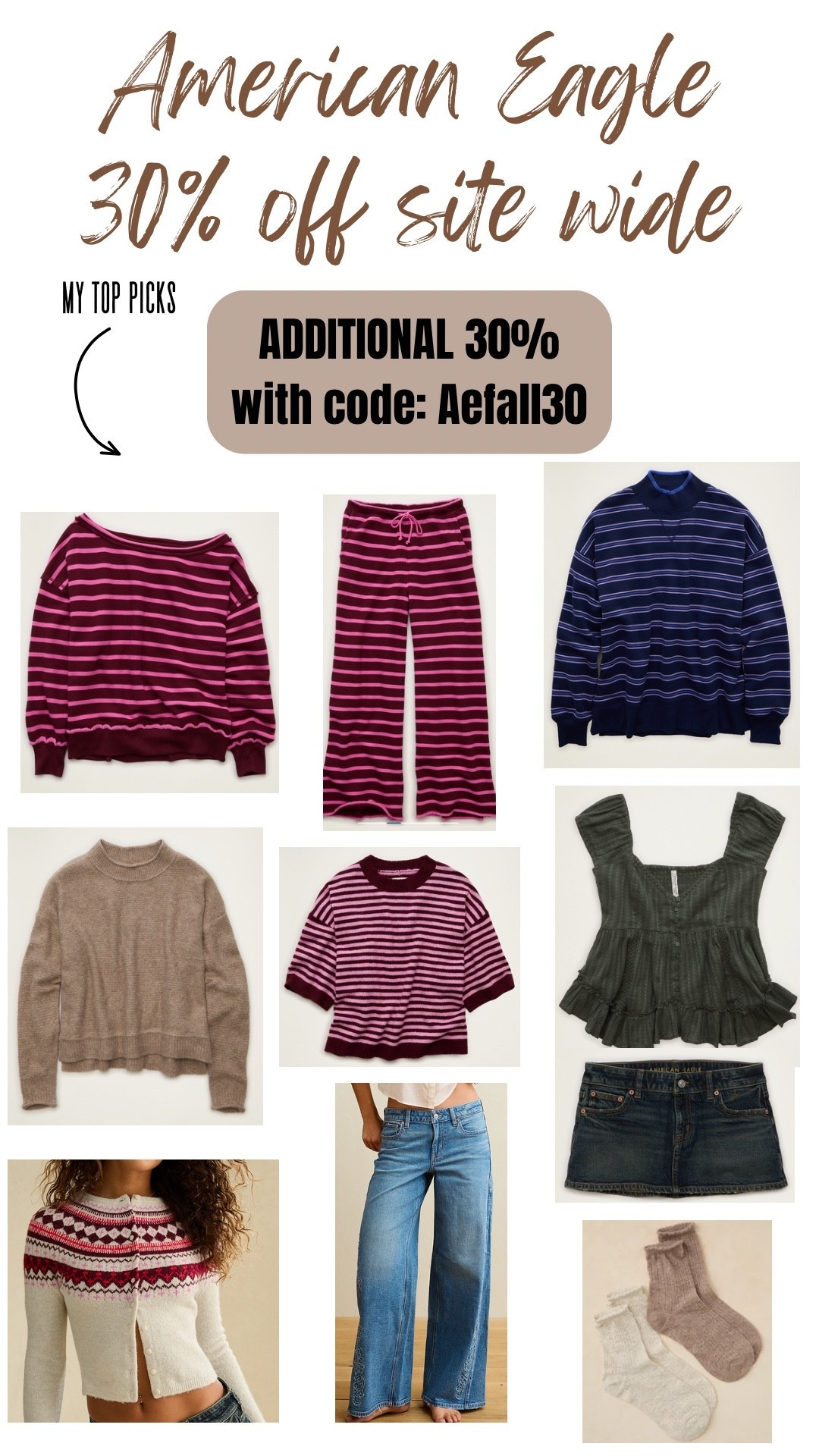 American Eagle 30% off sale + additional 30% with CODE: Aefall30

#LTKU #LTKSaleAlert #LTKSeasonal