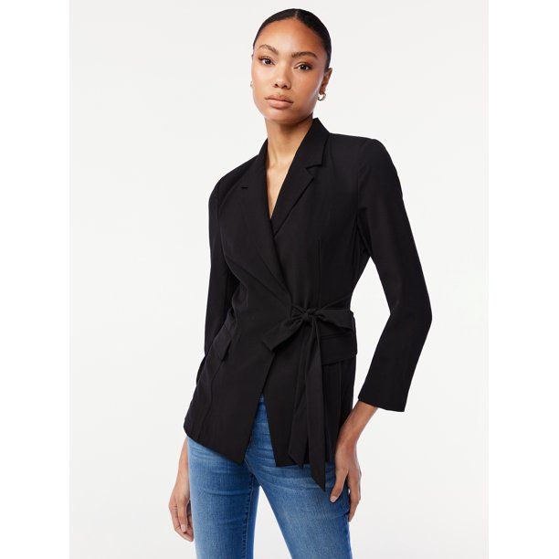 Scoop Women's Side Belt Blazer - Walmart.com | Walmart (US)