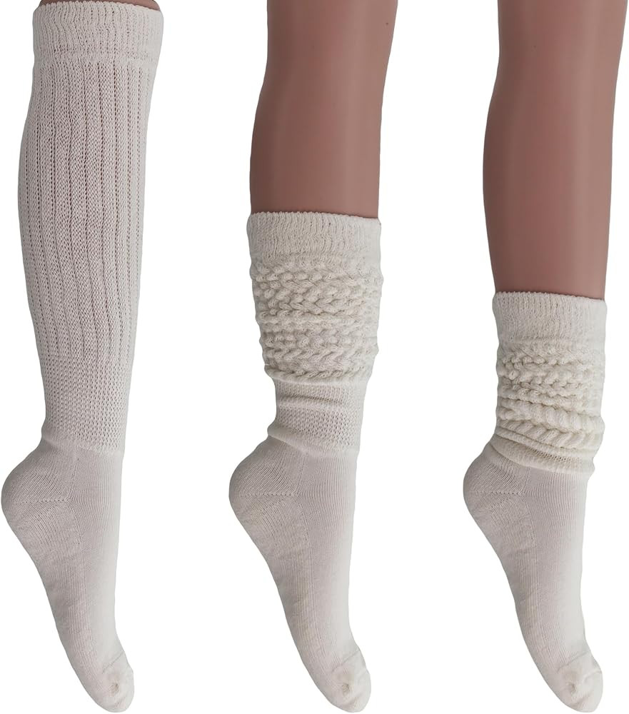 AWS/American Made Women's Extra Long Heavy Slouch Cotton Socks Shoe Size 5 to 10 | Amazon (US)