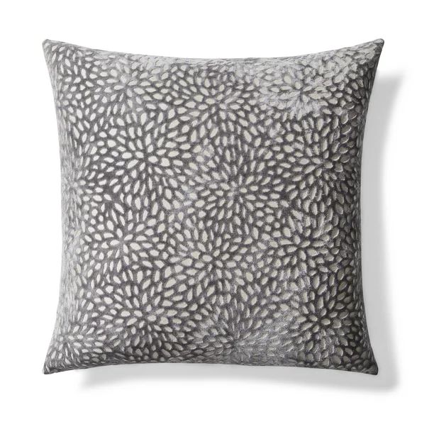 Better Homes & Gardens Gray Velvet Blooms 20X20 Square Feather Filled Throw Pillow, Single Pillow... | Walmart (US)