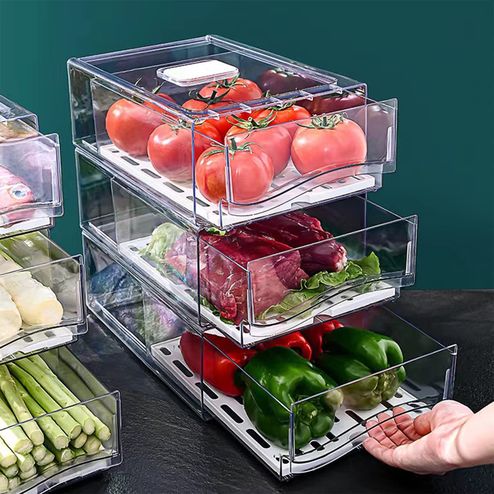 Diskary Fridge Organizer, Stackable Refrigerator Organizer Bins, Reusable Food Storage Containers... | Amazon (US)