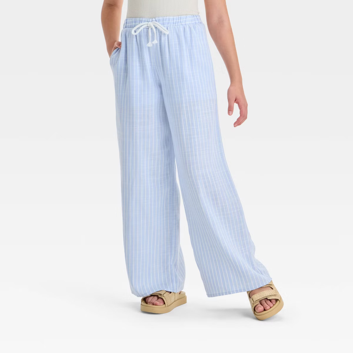 Girls' Wide Leg Striped Beach Pants - art class™ | Target
