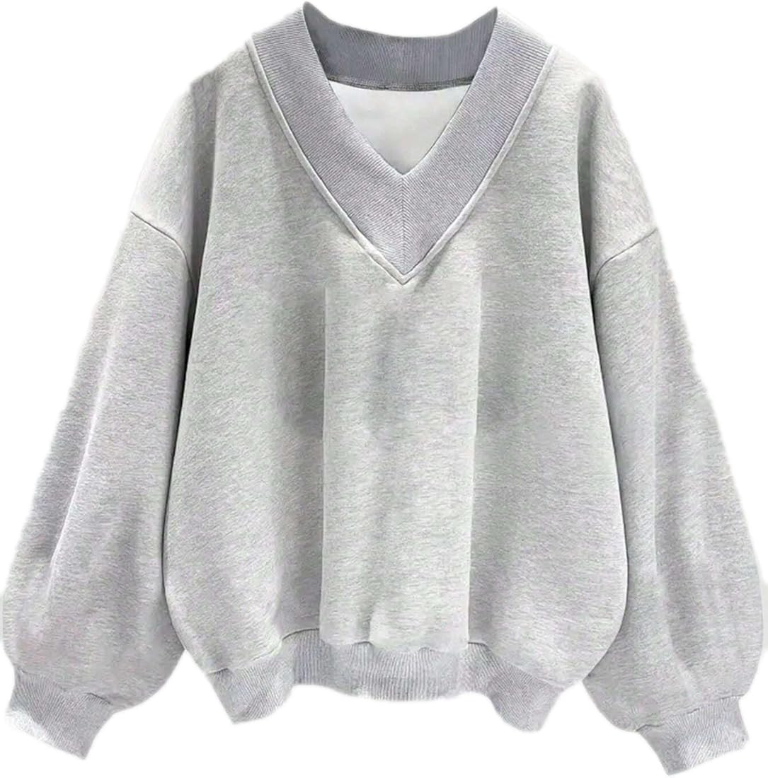 Avanova Women USA Graphic V Neck Sweatshirts Top Drop Shoulder Long Sleeve Pullover Shirt | Amazon (US)
