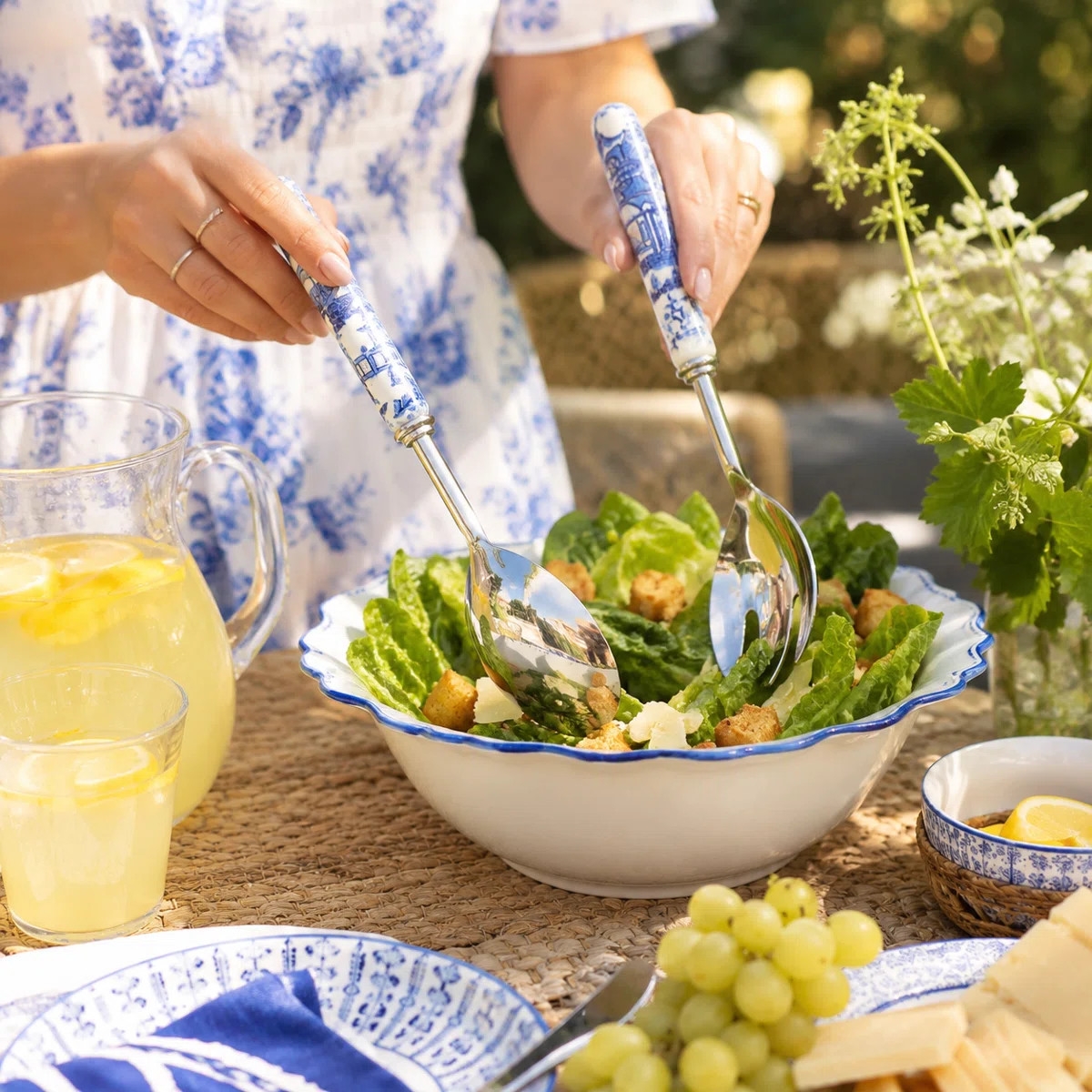 Blue Pagoda Enameled Salad Servers (Set of 2) | Wayfair North America