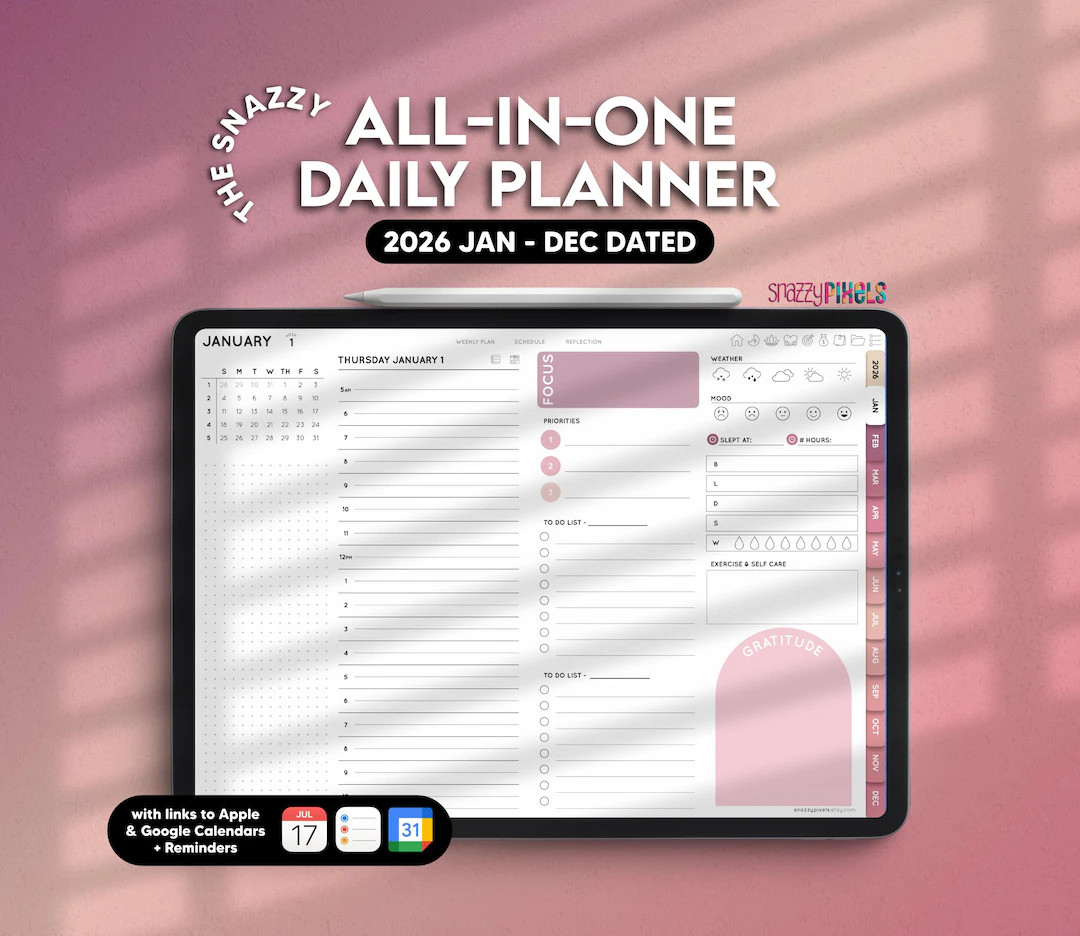 2026 Dated Digital Daily Planner (blush), Landscape Planner for Goodnotes Notability Noteshelf Ip... | Etsy (US)