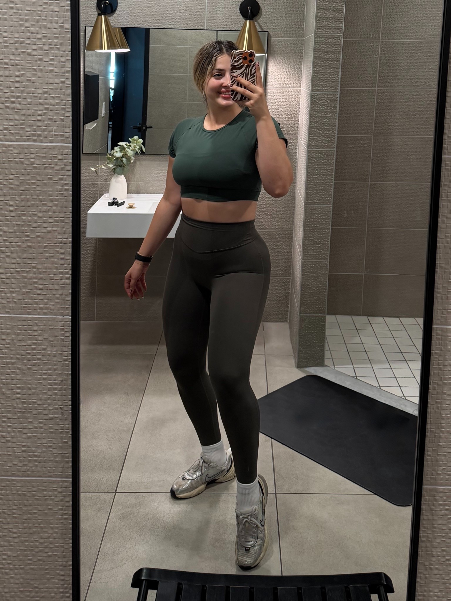 A green on green moment ! I always get the most compliments when I wear this set!
Top size large 
Bottoms size medium 

#LTKTall #LTKootd #LTKActive