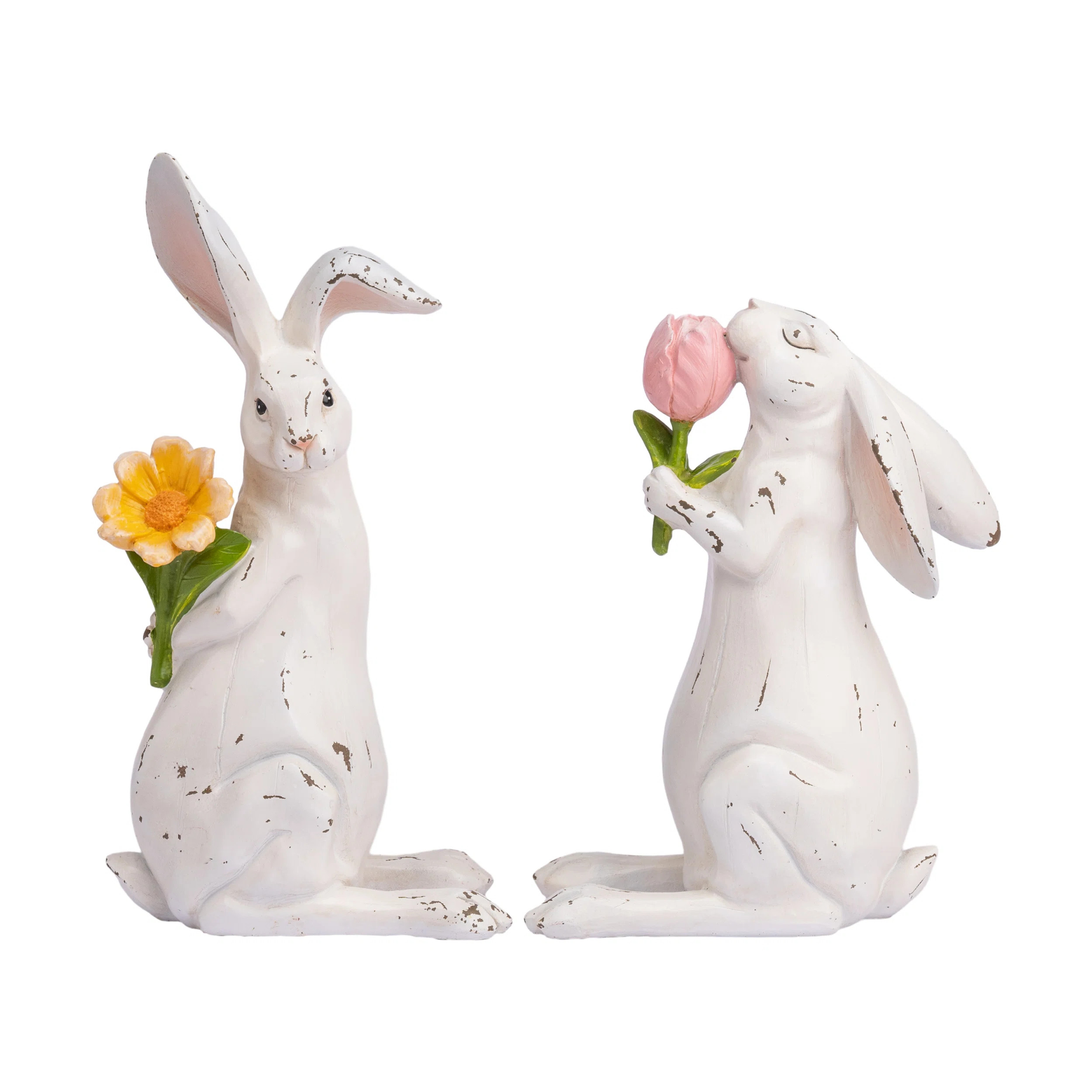 Valery Madelyn 9.65 Inch 2Pcs Resin Easter Bunny Holding Flower Figurine Set & Reviews | Wayfair | Wayfair North America