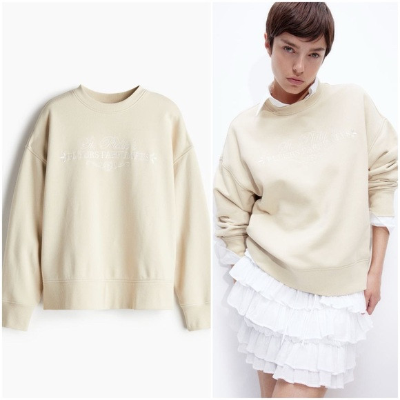 Beige Fleur Perfumees Oversized Sweatshirt (XS, L) | Poshmark