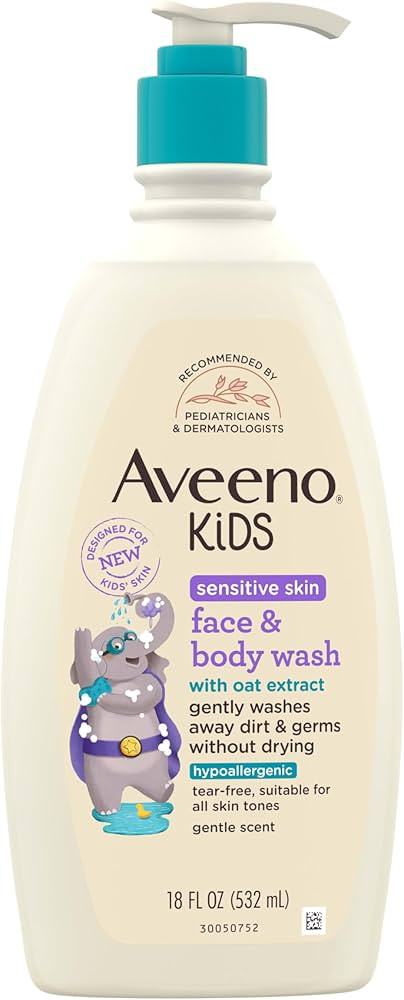 Aveeno Kids Face & Body Wash for Sensitive Skin, Oat Extract, Tear-Free, Non-Drying, Light Scent,... | Amazon (US)