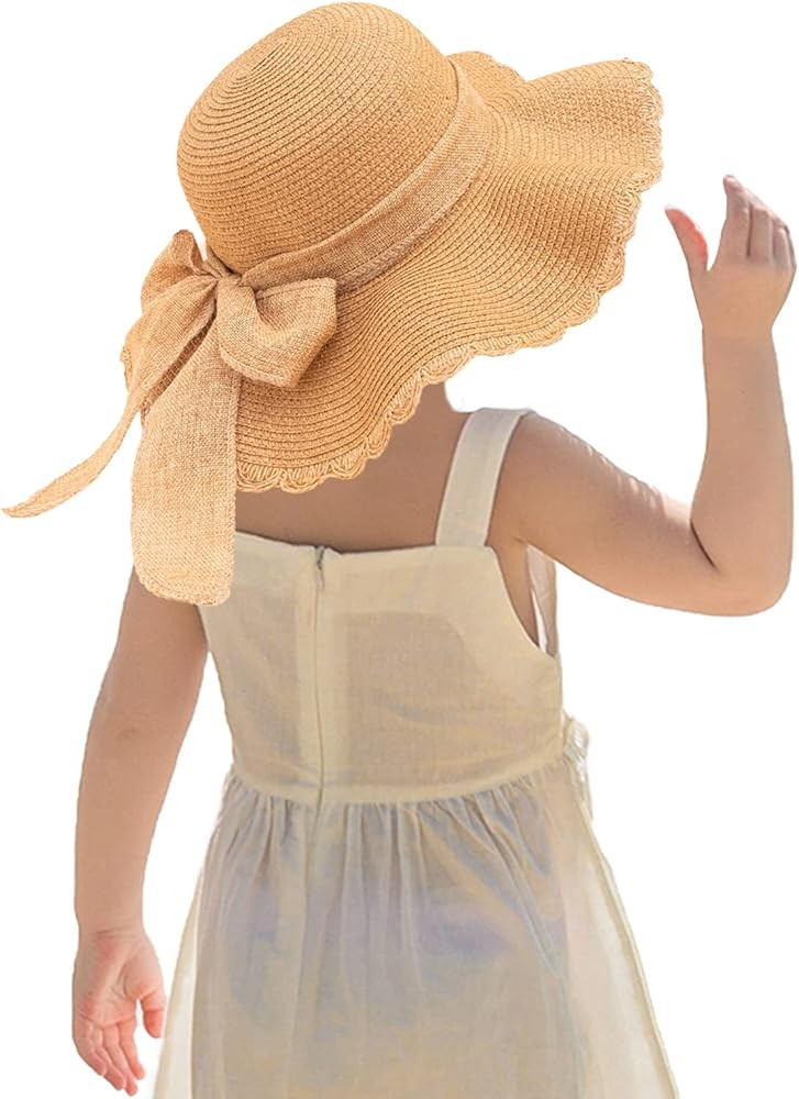 Kunyeah Kids Girl Summer Straw Hat Foldable Wide Brim Cap Sun Visor Hats Sun Protection Beach Hat... | Amazon (US)