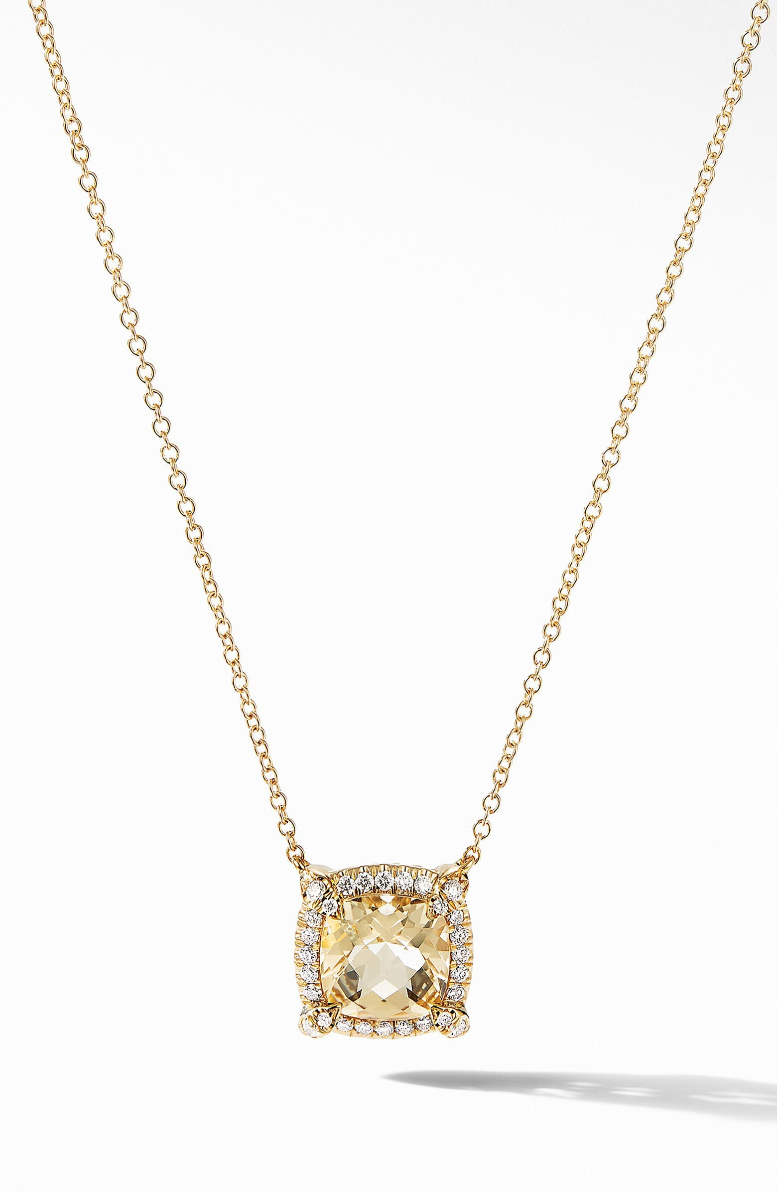 Petite Chatelaine® Pavé Bezel Pendant Necklace in 18k Gold | Nordstrom