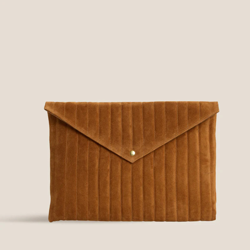 Laptop Pouch - Suede Caramel Quilted | Parker Thatch