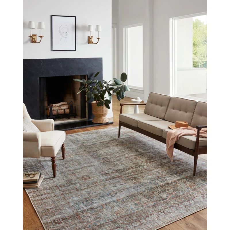 Jules Oriental Lagoon/Brick Area Rug | Wayfair North America