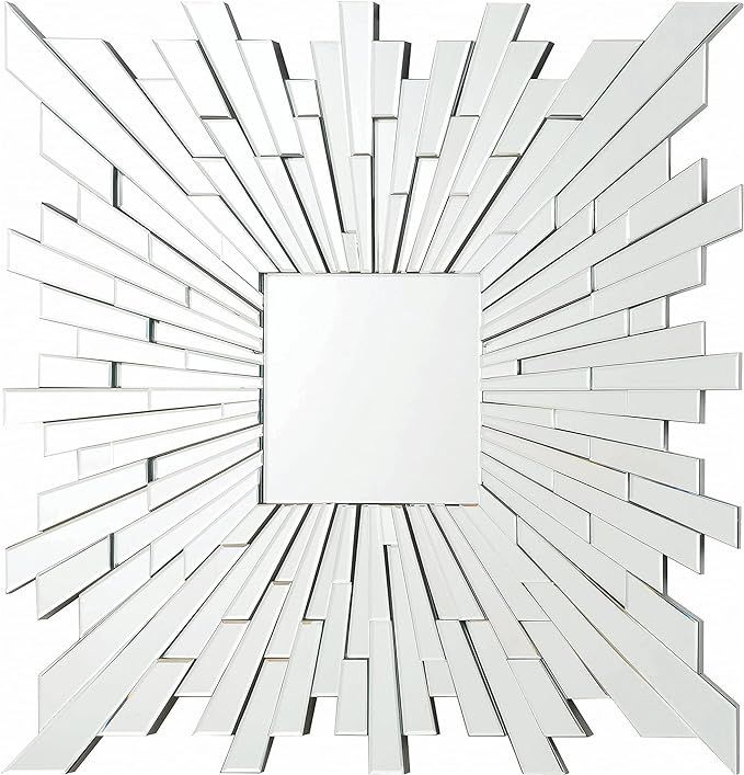 Coaster Home Furnishings Square Frameless Wall Mirror, Brown/Cherry/Cream, 39.75"D x 40"W x 1.63"... | Amazon (US)