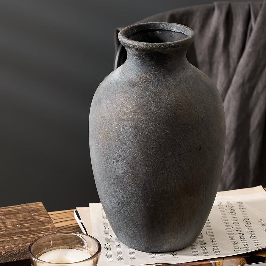 Large Ceramic Rustic Flower Vase, 10.43 Inch Tall Vintage Pottery Home Decor, Farmhouse Terracott... | Amazon (US)