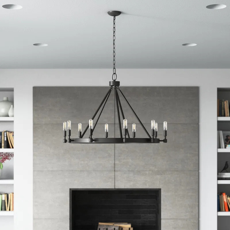 Calvin 10 - Light Dimmable Wagon Wheel Chandelier | Wayfair North America