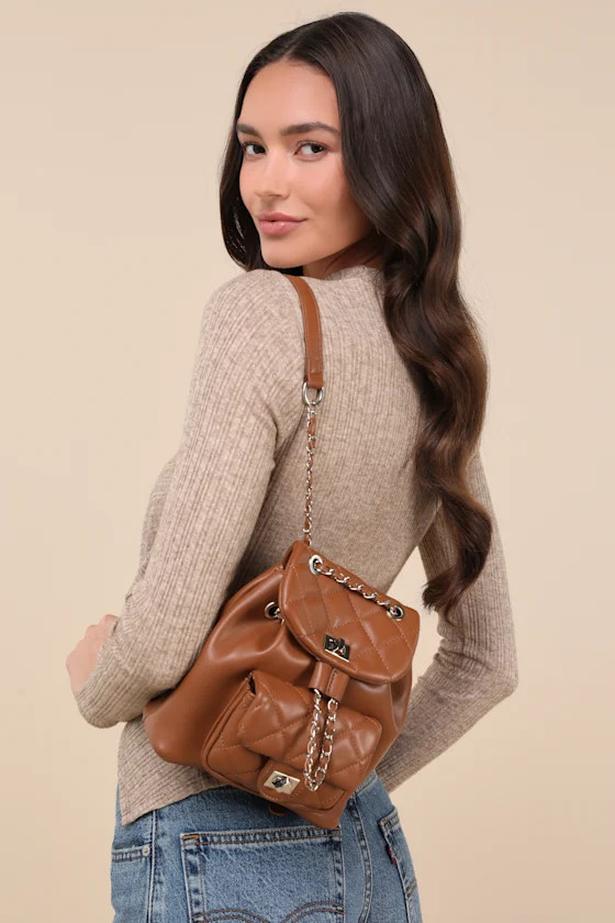Koryn Tan Quilted Mini Backpack | Lulus