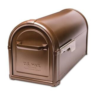 Hillsborough Copper, Large, Steel, Post Mount Mailbox with Silver Flag | The Home Depot