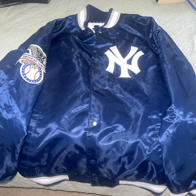 Vintage 90s STARTER MLB New York Yankees Nylon Satin Bomber Jacket Navy Blue XL  | eBay | eBay US