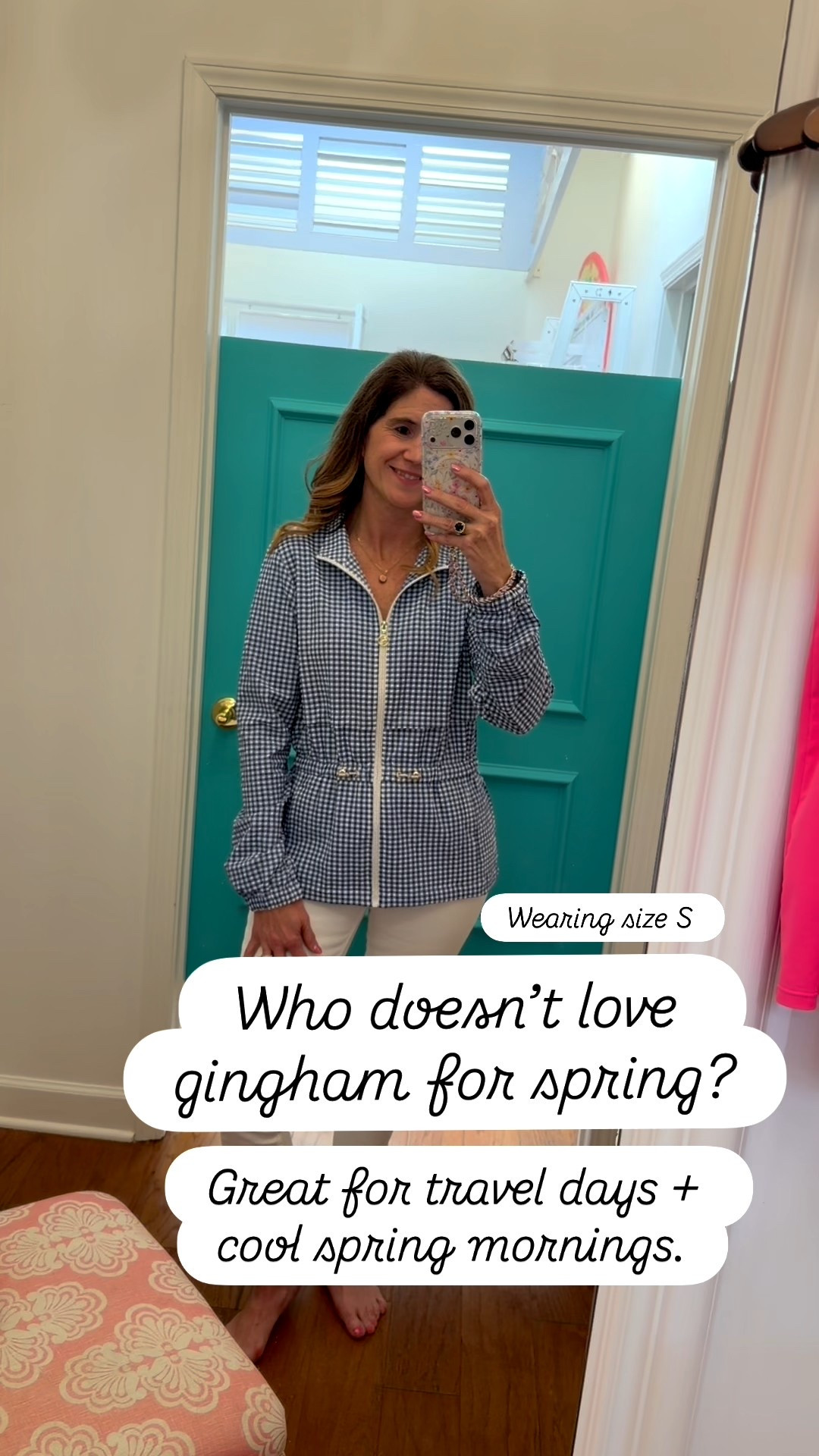 Spring Jacket 

Spring layering staple 💙

Who doesn’t love gingham for spring? This lightweight jacket is such a classic — polished but still casual. Perfect over a tee or tank and so cute styled with white jeans.

An easy piece you’ll wear all season long — from brunch to travel days.

Also includes some cute gingham travel accessories too. 

gingham jacket
spring jacket for women
lightweight spring jacket
Blue gingham outfit
Lilly Pulitzer 
preppy spring style
spring layering piece
casual chic spring
travel outfit jacket
classic spring staples

#LTKspring
#GinghamStyle
#SpringJacket
#PreppyStyle
#SpringLayering
#WhiteJeansOutfit
#ClassicStyle
#ResortSpring


#LTKSeasonal #LTKTravel #LTKOver40