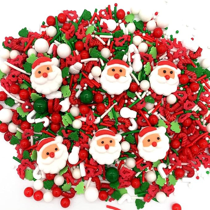 Christmas Tree Santa Claus Sprinkles 7oz Candy Sugar Sprinkle Red and Green Sprinkles Cake Decora... | Amazon (US)