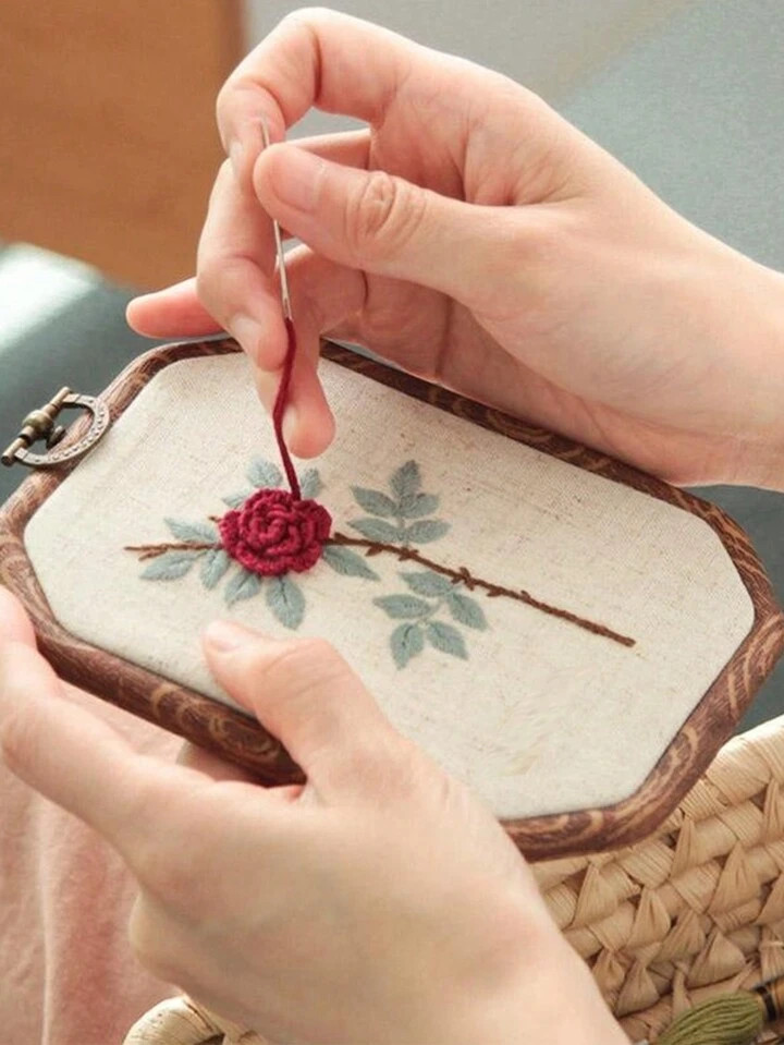 1pc Rectangular Retro-Look Wood Grain Embroidery Hoop (Embroidery Hoop/Decorative Frame/Picture F... | SHEIN