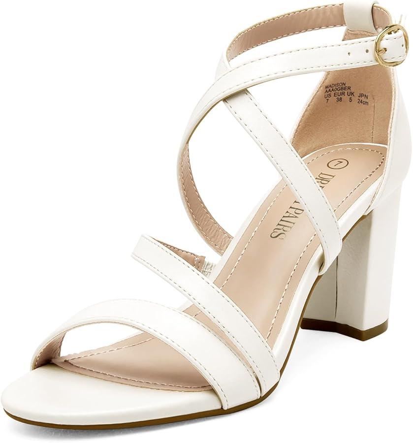 DREAM PAIRS Women’s Ankle Strap Dress Pump Low Chunky Heel Sandals | Amazon (US)