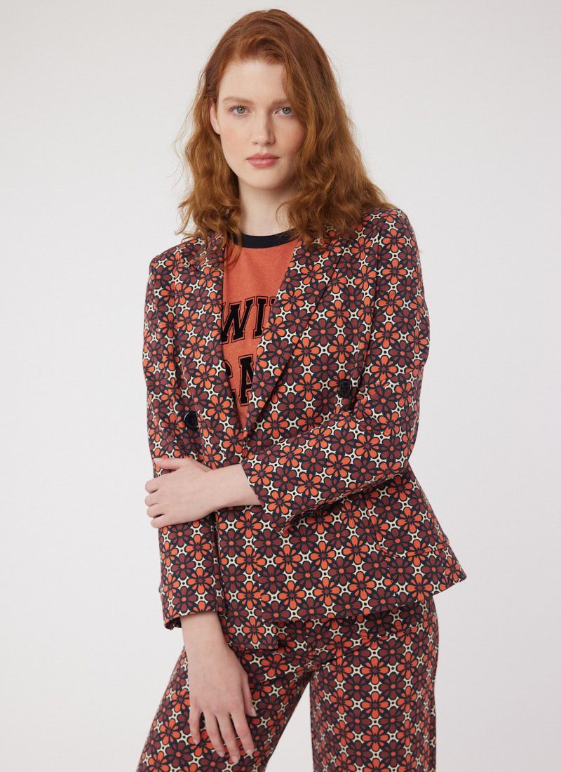 Richy Geometric Floral Print Soft Tailored Blazer | Joanie
