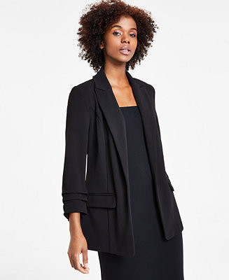 Bar III Women's Notch-Lapel Ruched-Sleeve Open-Front Blazer, Created for Macy's  - Macy's | Macy's