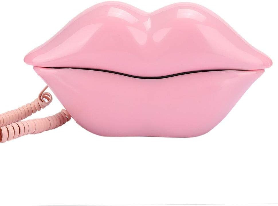 Hilitand Pink Lips Shape Telephone, Desktop Landline Phone Antique European Style Telephone for Home | Amazon (US)