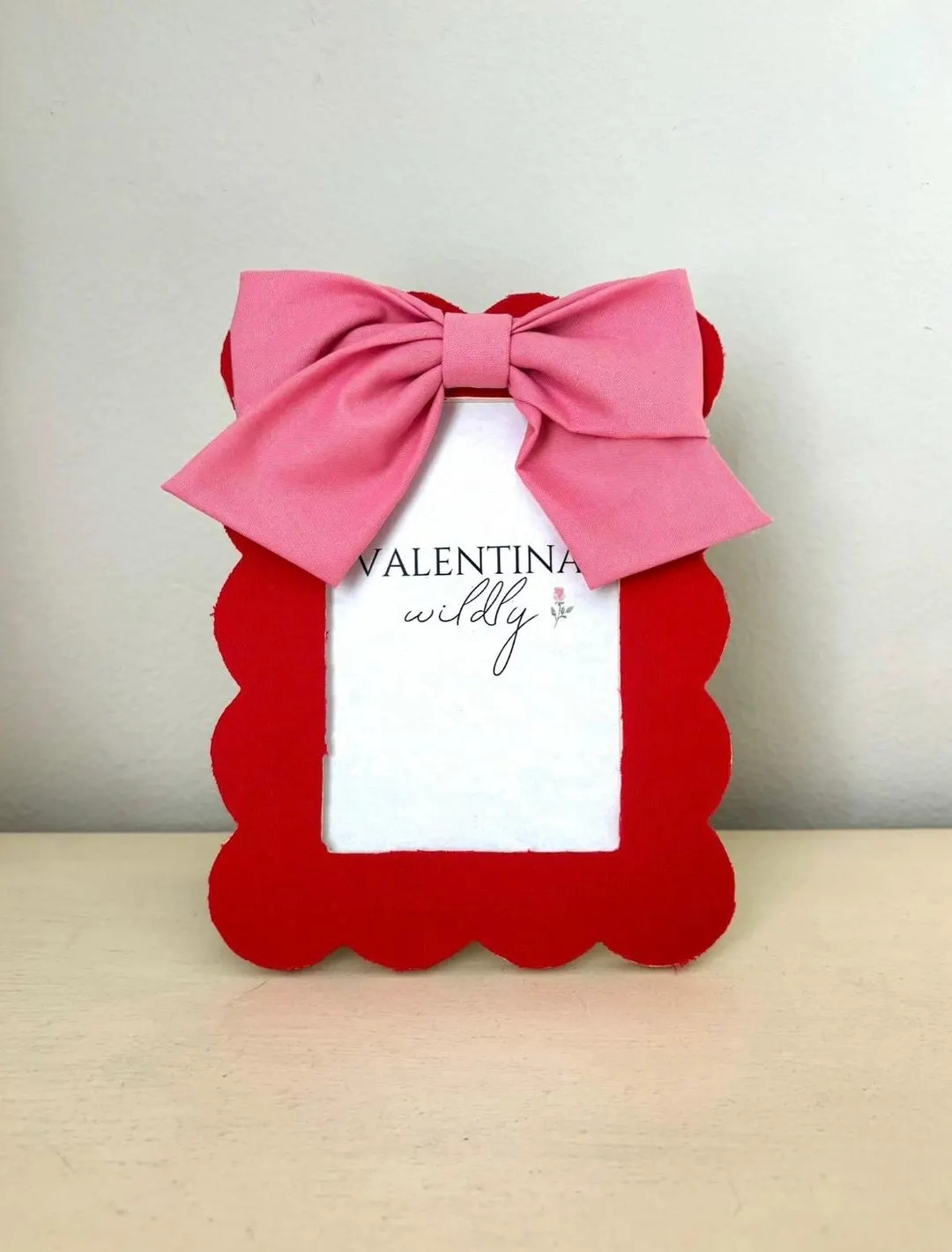 Pink and red color block picture frame, Valentine's days gift, scalloped frame 4x6 | Etsy (US)