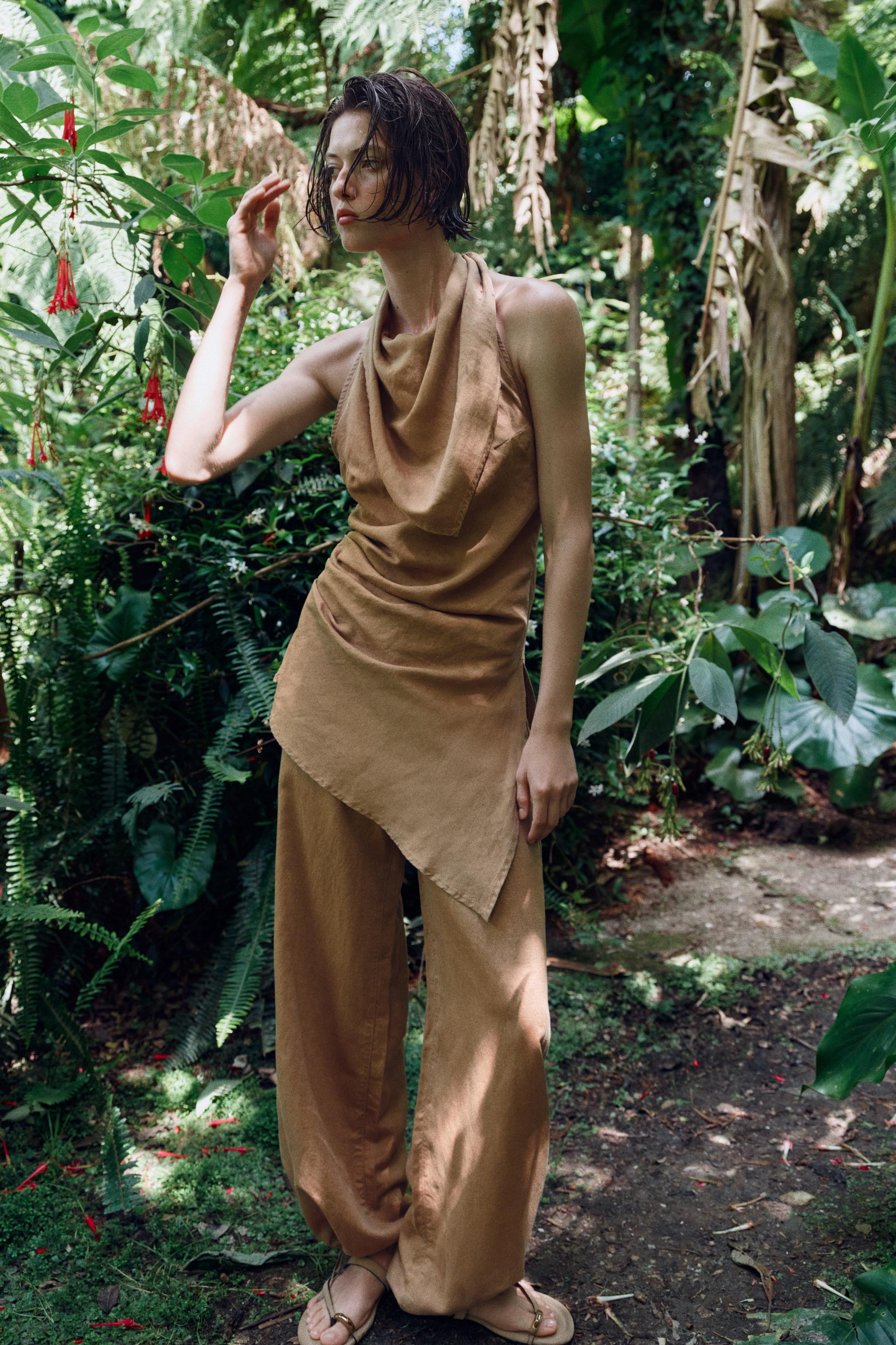 LINEN DRAWSTRING WIDE LEG PANTS | Zara US