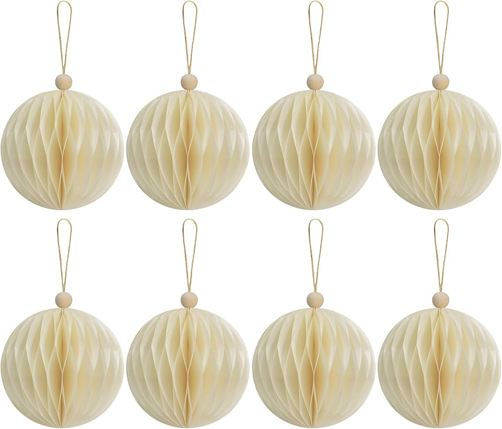 KI Store 8pcs Cream White Paper Christmas Balls with Magnetic Closing 3.15-Inch Paper Christmas T... | Amazon (US)