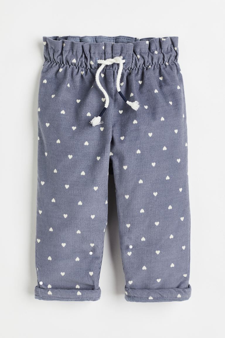 Lined Cotton Joggers - Blue/hearts - Kids | H&M US | H&M (US + CA)