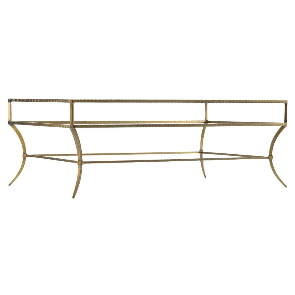 Noreen Hollywood Regency Glass Top Gold Iron Frame 2 Tier Coffee Table | Kathy Kuo Home